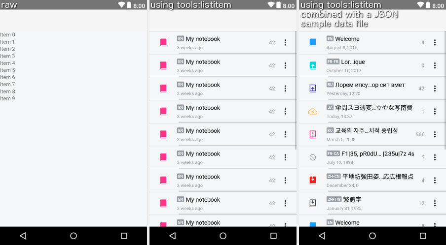 Android Studio with sample data